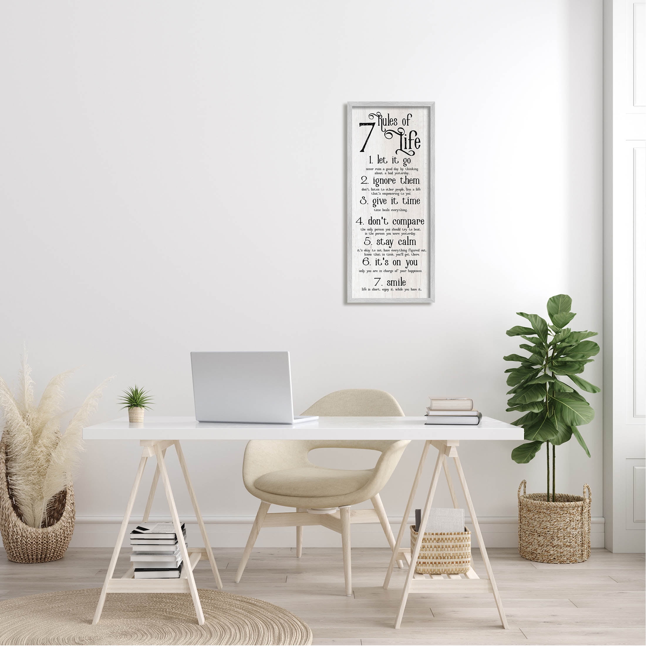 Stupell Industries Rules Of Life Motivating List Graphic Art Gray Framed Art Print Wall Art, Design by Lil' Rue