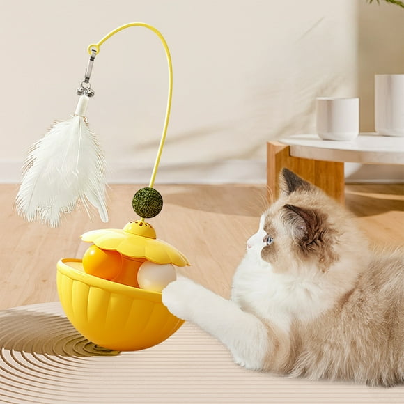 Dvkptbk Cats Toys Roly Poly Toys Food Dispensing Toys Educational Cats Toys Cats Entertaining Toys Feathers Cats Teasers with Mint Balls pet supplies