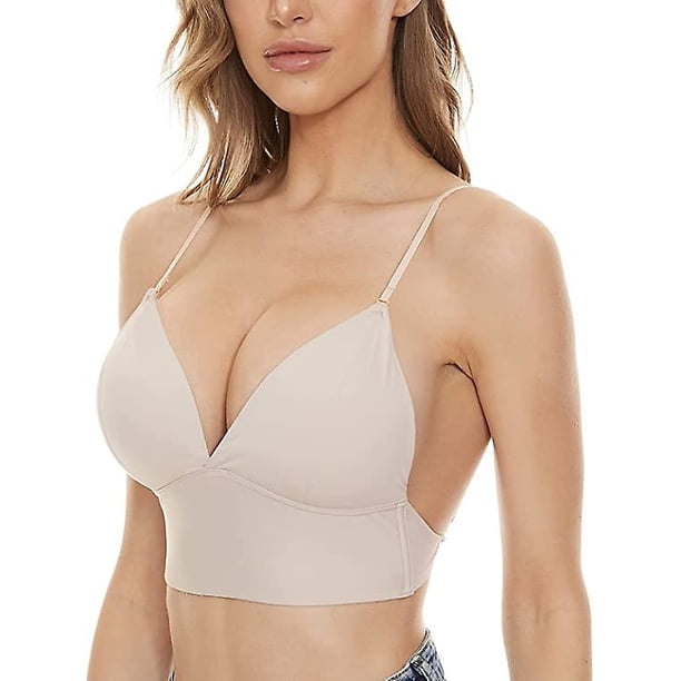 Low Back Bras Wirefree Deep V Plunge Multiway Convertible Spaghetti Strap Backless Bras For Women