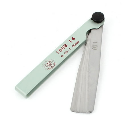 Unique Bargains Metal 14 100mm Long 0.05mm-1.00mm Thickness Measure Feeler Gauge Tool