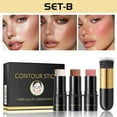 thumbnail image 1 of Set de maquillaje en barra 3 en 1 | Lápiz colorete Highlight Shadow | Textura Crema Multifunción | Mezcla fácil de larga duración | Paquete de 3 | Alto pigmento para un brillo de contorno | Todo, 1 of 1