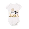 thumbnail image 1 of Gibobby Ropa Para Bebe Mi primera ropa de Año Nuevo para recién nacidos, bebés, niños y niñas, trajes de Año Nuevo, pantalones cortos con estampado de letras (Blanco, 18-24 Meses), 1 of 5