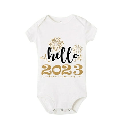 

My First New Year Clothes Baby Boy Girl New Year Outfits Red Letter Print Shorts Sleeves Romper Jumpsuit Outfits