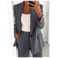 thumbnail image 2 of Amtdh Suits for Womens Solid Color Single-breasted Blazer and Suit Pant Set Women's Casual Two Piece Work Business Suit Set Plus Size Ladies Trendy Outfits New Fashion Gray XXL, 2 of 5