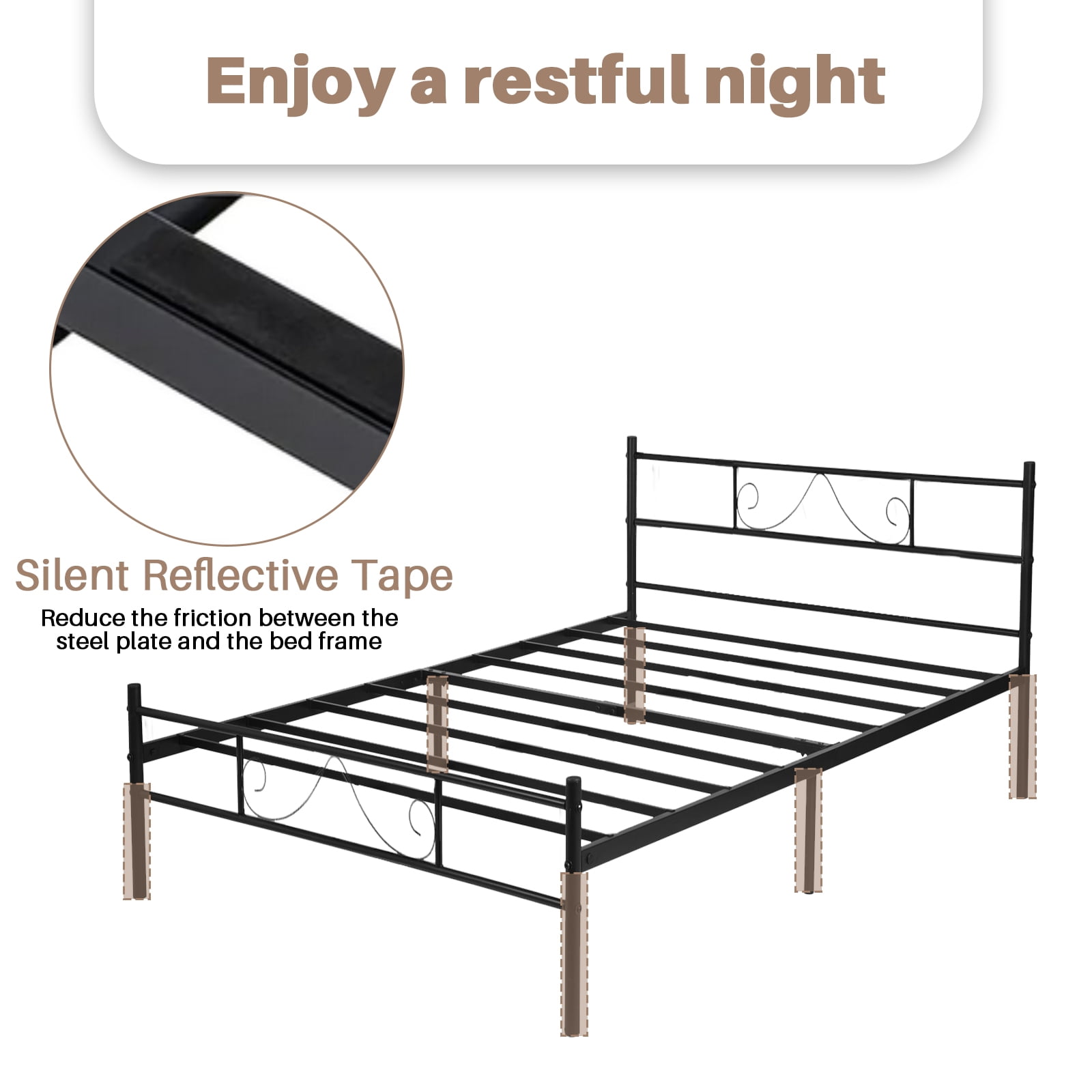 Twin Size Bed Frame, 11.2" Height Classic Metal Bed Frame with Under Bed Storage/No Box Spring Needed,Black