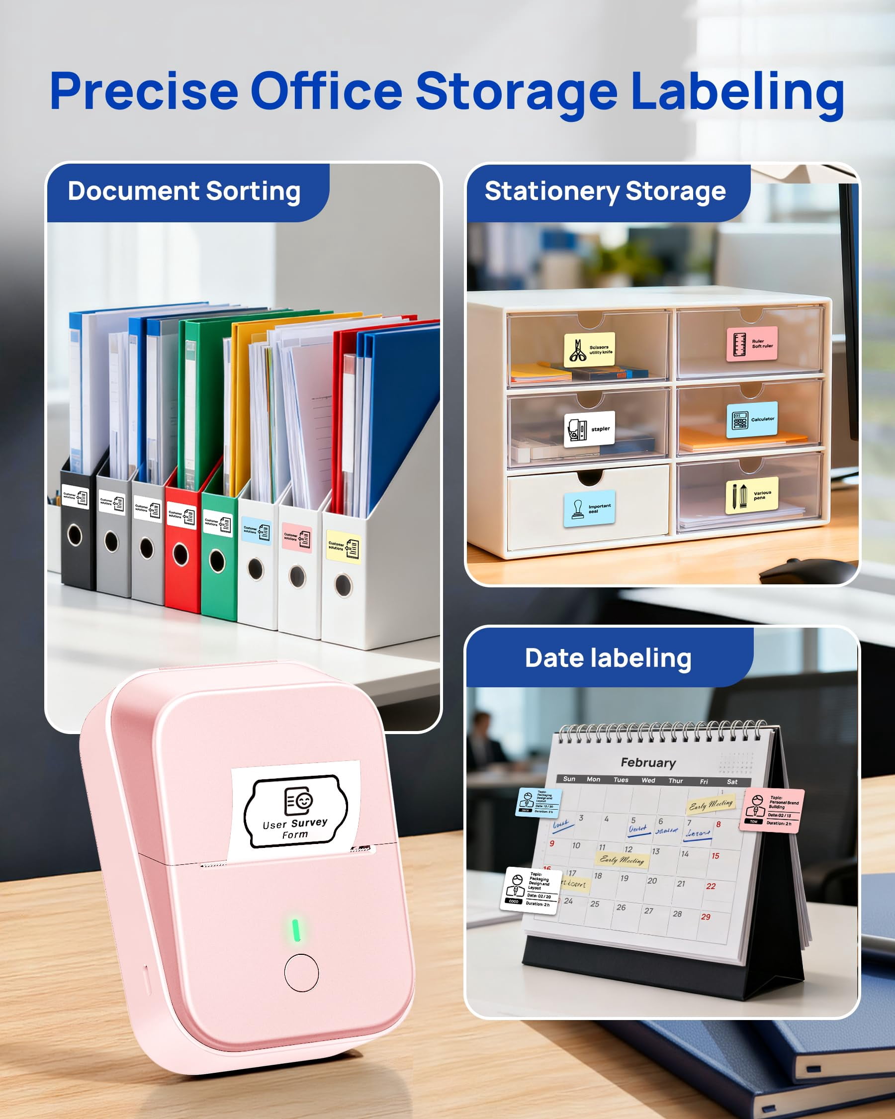 Pm260 Label Maker Machine  2 Inch Printer Inkless Portable Labeler With Smart Ai App For Home Kitchen School Office Organization Pink