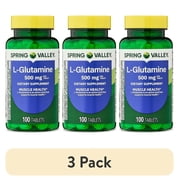 (3 pack) Spring Valley L-Glutamine Tablets Dietary Supplements, 500 mg, 100 Count