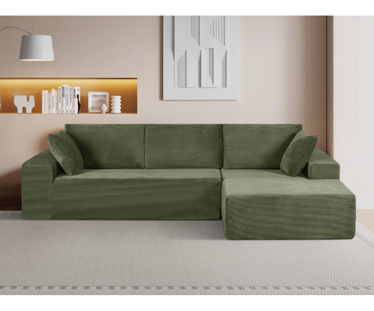 Corduroy upholstery 2 piece L shape high density foam sectional