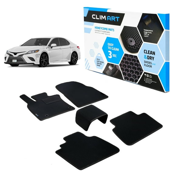 CLIM ART All-Weather Car Floor Mats Compatible with Toyota Camry 2018-2024, Custom-Fit Heavy-Duty Floor Liners for Cars & SUVs, Car Accessories for Men & Women, Black - FL011318159