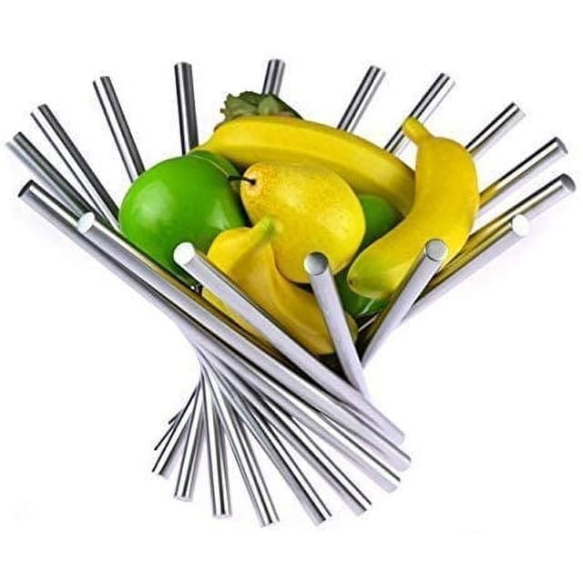 Frutero giratorio creativo de acero inoxidable, cesta para frutas, soporte para frutas, soporte para frutas, color plateado