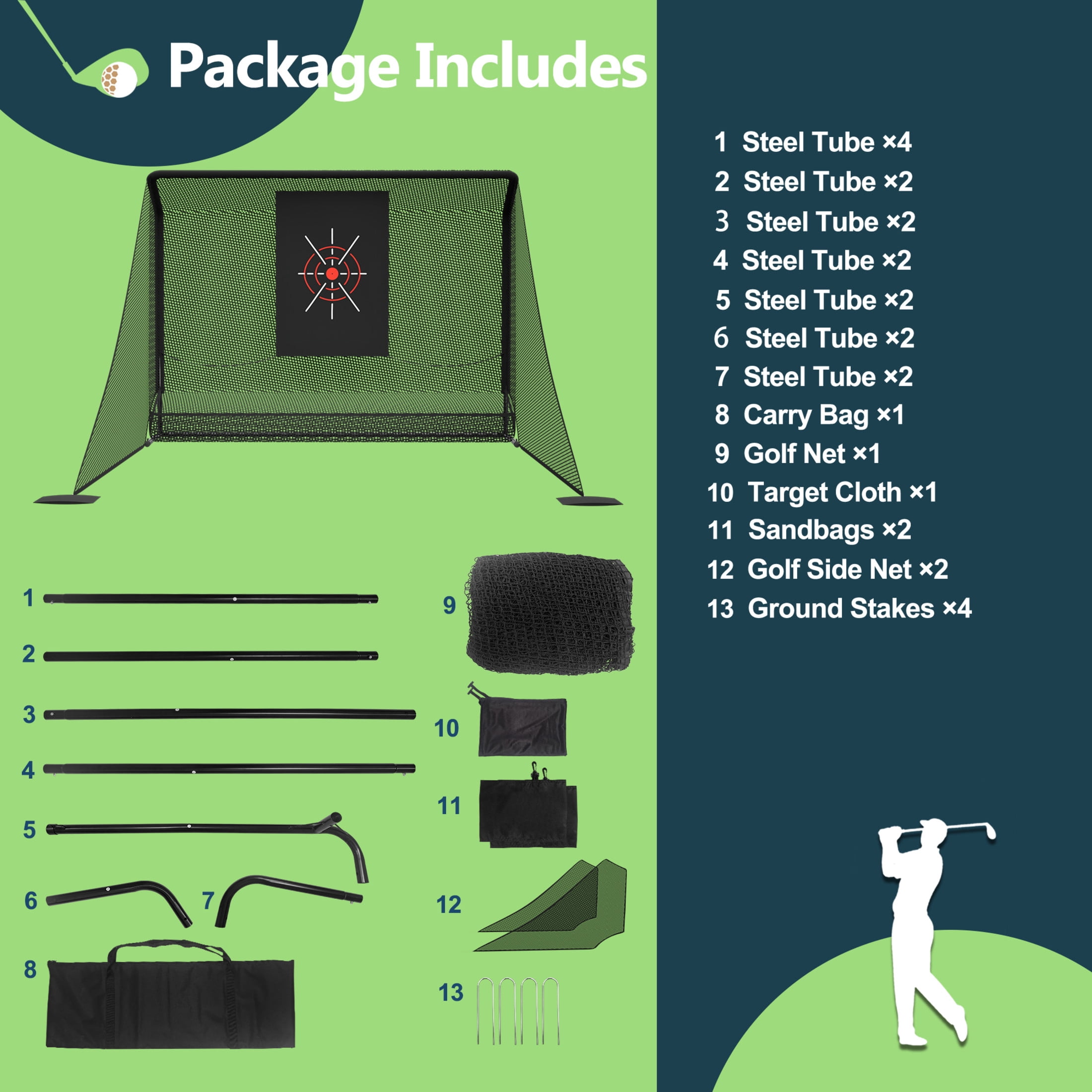 Noble House Outdoor 10x7 FT Golf Practice Net with Auto Ball Return and Carry Bag, Durable Hitting Net, Black