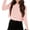 Pink, variant on Women Long Sleeve Crop Tops Loose Crew Neck Drop Shoulder Casual Basic Tees
