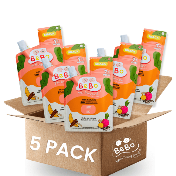 BeBo Papilla Liofilizada de Guayaba para Bebé – Snack Natural con Avena, Plátano, Chía y Canela – Sin Azúcar ni Conservadores – PACK DE 5 POUCH DE 27.5G