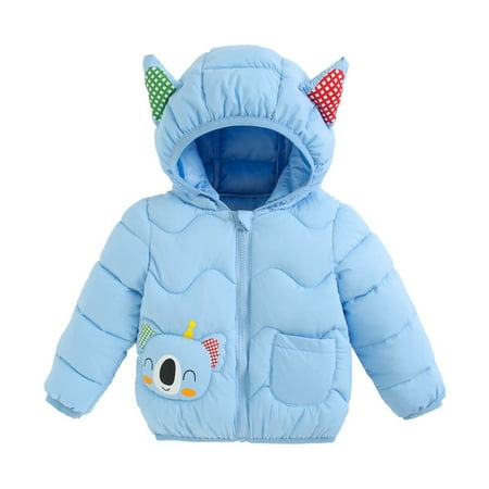 

RPVATI Child Children Kids Zip Up Padded Long Sleeve Coat Hooded Ears Clothes Printed Winter Warm Jacket 4-9Y