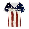 thumbnail image 4 of Fiudx Ropa de Mujer Moda Mujer Casual Día de La Independencia Impresión Blusa Manga Corta Camiseta Verano Encaje Tops, 4 of 4
