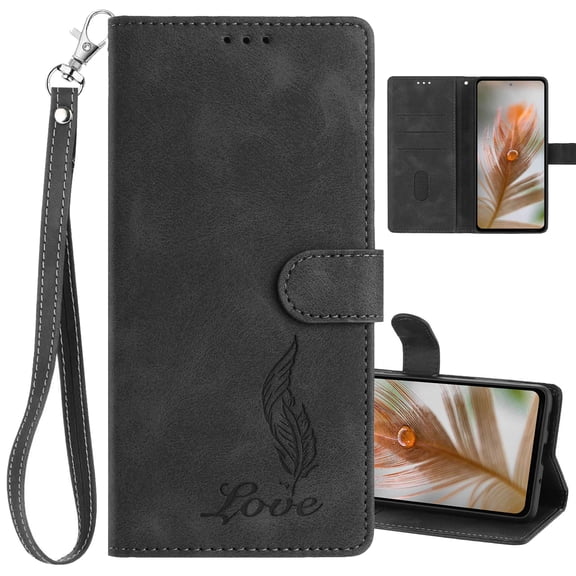 Dteck for Samsung Galaxy S26 Ultra Wallet Case with Wrist Strap, Matte PU Leather Flip Folio Phone Case,Black