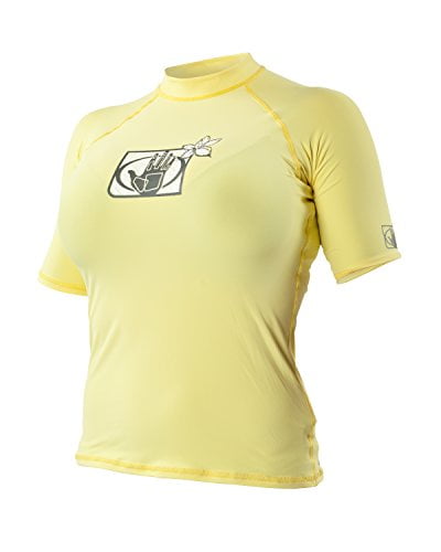 Body Glove Womens Basic Fitted Short Sleeve Rash Guard Tops Large Butter 