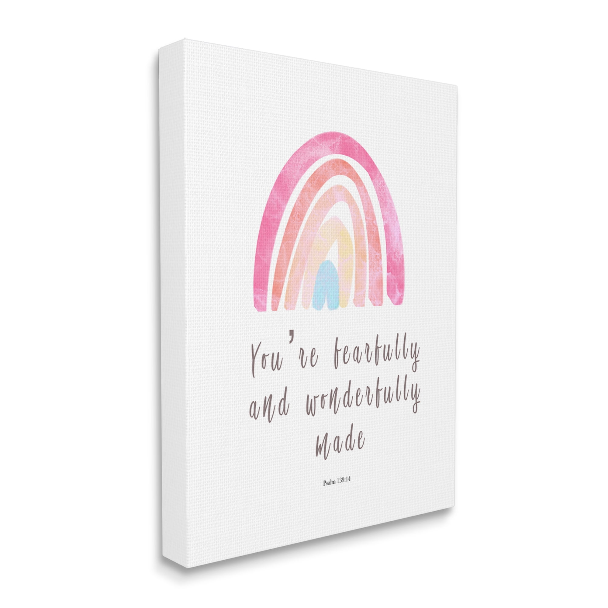 Stupell Industries Psalm 139:14 Rainbow Religious Painting Gallery Wrapped Canvas Print Wall Art, 30 x 40