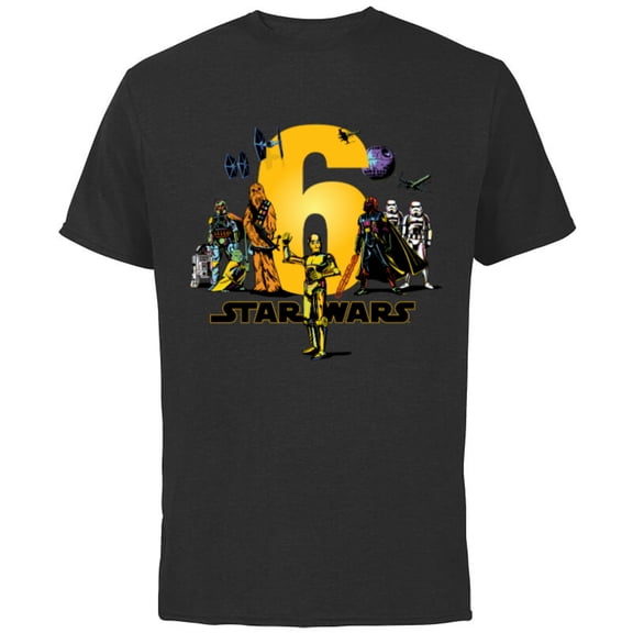 Star Wars Classic Characters Sixth Birthday 6 Years Old - Short Sleeve Cotton T-Shirt for Adults - Customized-Black