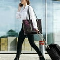 thumbnail image 5 of FORMRS Canvas Laptop Tote Bag for Women with 15.6" Computer Compartments Shoulder Handbag, Dark Purple Floral Pattern, 5 of 7