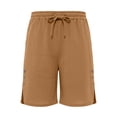 thumbnail image 3 of Tauxra Elastic Waist Casual Shorts for Men with Pockets Side Split Drawstring Relaxed Fit Straight Leg Summer Beach, 3 of 7