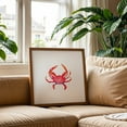 thumbnail image 2 of Red Crab - Painting Watercolor Marine Life Aquatic Illustration Beach Nautical Oak Framed Wall Art Print 8 x 8 inches, 2 of 8