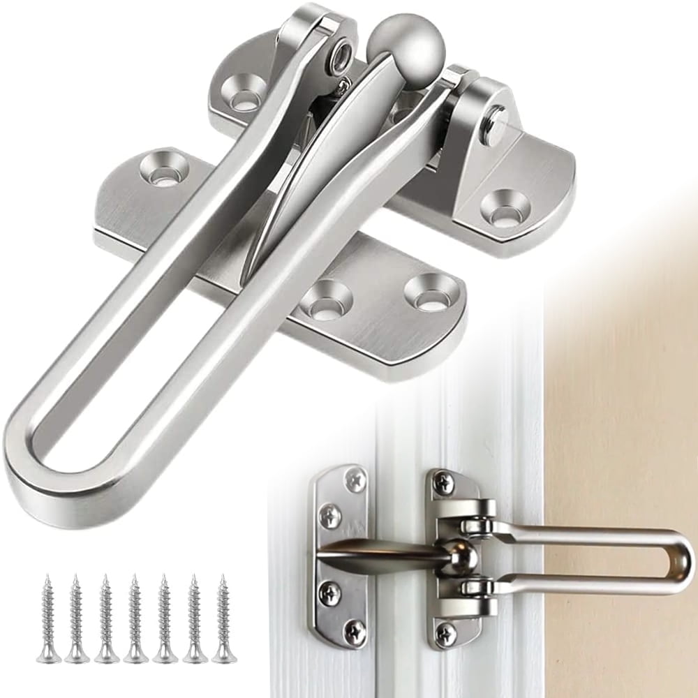 Safety Door Lock Slide Chains Anti-Theft Security Door Chain Restrictor with Leather Case for Room Apartment Hotel Internal Doors and Windows with Leather Case Stainless Steel Security Door Chain
