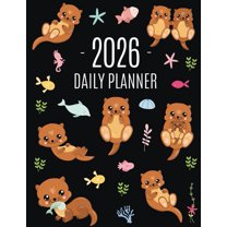 Otter Planner 2026: Daily Organizer: January-December (12 Months) Cute Animal Year Scheduler with Pretty Pink Hearts, (Paperback)