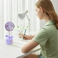 thumbnail image 6 of CASAFUN Fan Portable Mini Hand Fan with USB Rechargeable and Flower Design 2 Speed Desk Table Fan with Base Operated Small Makeup Eyelash Fan For Women Girls Outdoor Indoor, 6 of 8