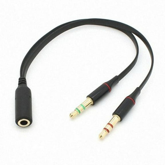 CY Black Dual 3.5mm Male to Single Female Headphone Microphone Audio Splitter Cable for Cell Phone Tablet Laptop