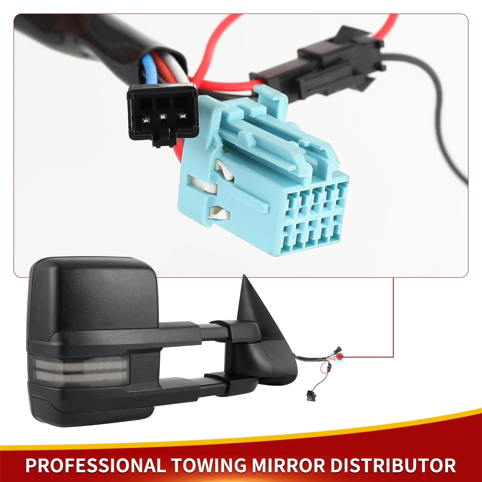 LEDKINGDOMUS Power Heated Towing Mirrors Compatible with 2003 - 2006 Silverado Sierra 1500 2500 HD 3500, Escalade Suburban Tahoe Yukon XL Manual Fold Telescopic Switchback Turn Signal Running Lights