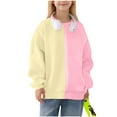 thumbnail image 2 of dazeni Girls Oversized Sweatshirts Lightweight Fleece Lined Patchwork Sweatshirts Fashion Color Block Crewneck Sweatshirt Loose Casual Pullover Pink 11 Years, 2 of 6