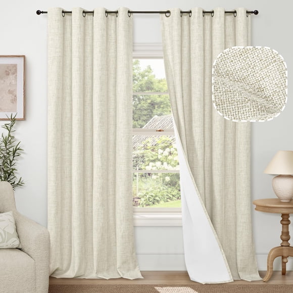 Cortinas opacas Lajode de lino 100% opacas, 213 x 132 cm, 2 paneles