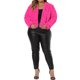 thumbnail image 2 of Chaqueta recortada de mujer plus size Agnes Orinda, abierta al frente, de pelaje sintético esponjoso, abrigo de invierno 1X color rosa intenso, 2 of 6