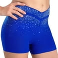 thumbnail image 3 of Hansber Girls Shiny Rhinestones Ballet Dance Shorts Gymnastics Boyshorts Active Sports Yoga Knickers Royal Blue 6, 3 of 7