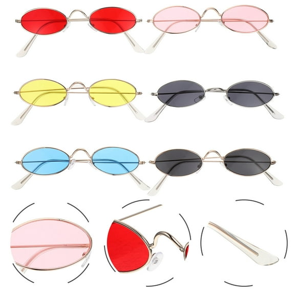 Raindrops 6 Pairs Sunglasses Women Retro Oval Metal Assorted Color