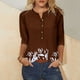 thumbnail image 1 of Fiudx Camisetas para Mujer Camiseta Holgada de Manga 3/4 con Botones Estampados para Mujer, 1 of 4