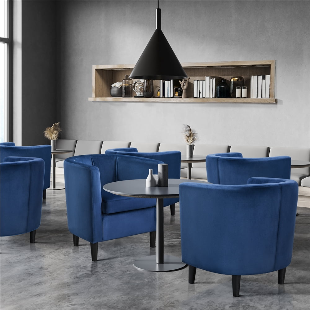 Renwick Velvet Barrel Accent Chair, Set of 2, Blue