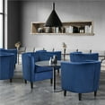 thumbnail image 3 of Renwick Velvet Barrel Accent Chair, Set of 2, Blue, 3 of 7