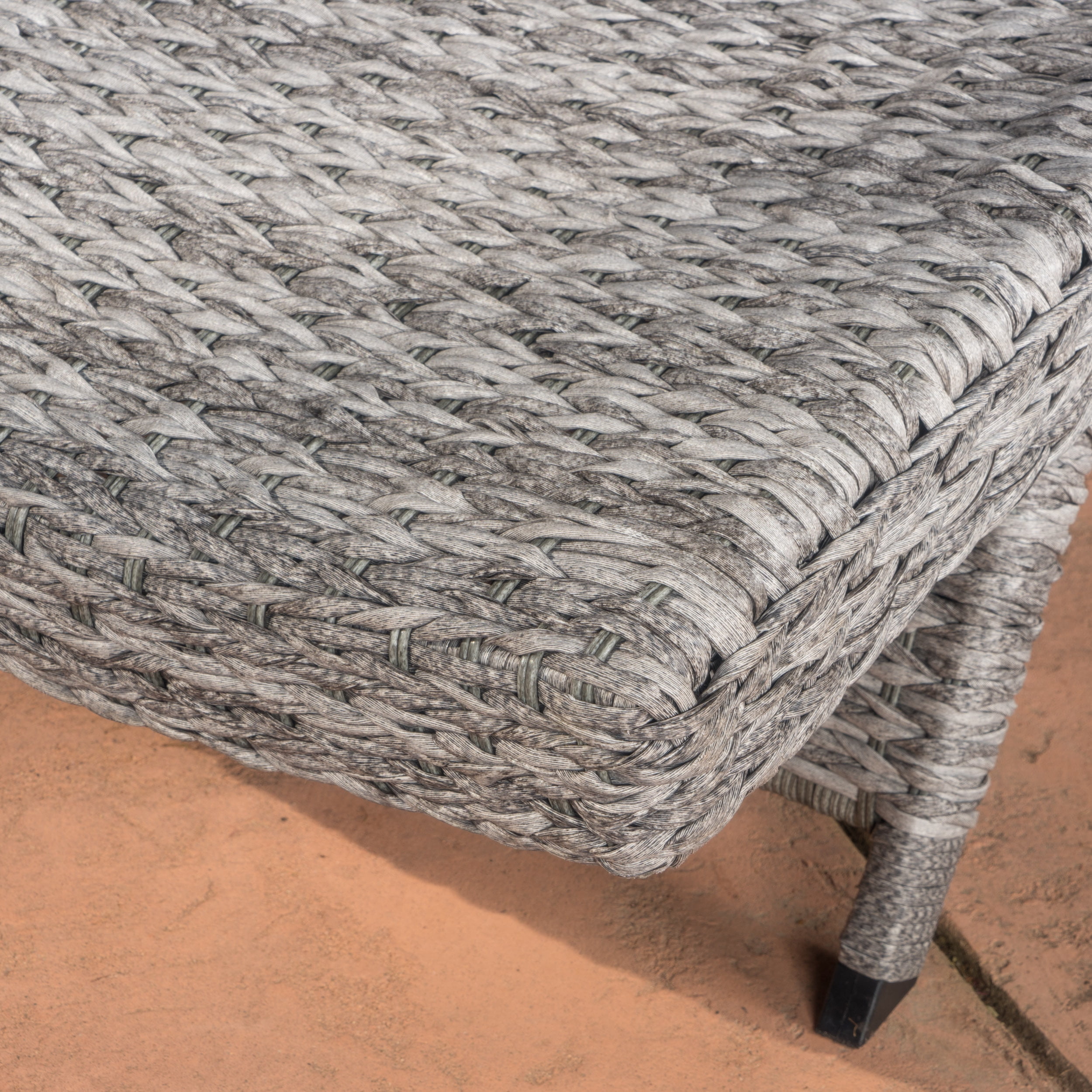 Julian Outdoor Wicker Chaise Lounge, Set of 2, Grey