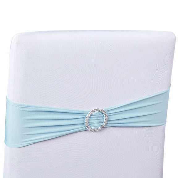Juvale Light Blue Chair Sashes - Seat Back Ribbons & Light Blue Chair Ties - Spandex Sashes & Tie Rings - Baby Shower, Birthday Party & Wedding Decor - 13.75 x 4.8 in, 50 Pack
