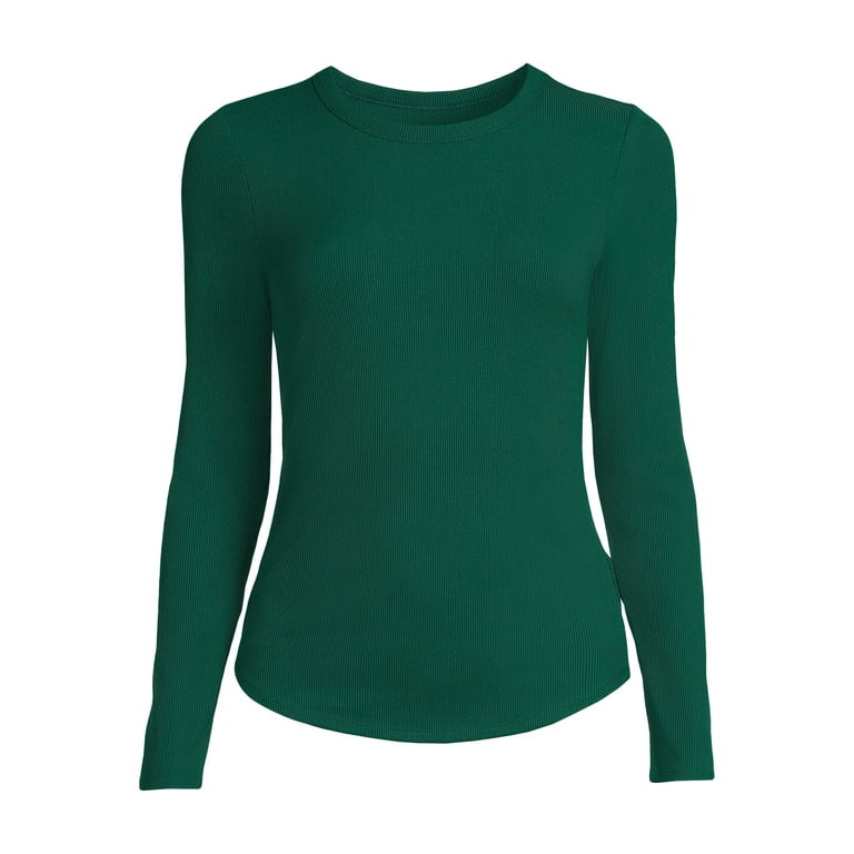 No Boundaries Women's Juniors Ribbed Crewneck Tee with Long No Boundaries Women's Juniors Ribbed Crewneck Tee with Long