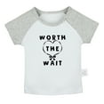 thumbnail image 2 of iDzn Worth The Wait Funny T shirt For Baby, Newborn Babies T-shirts, Infant Tops, 0-24M Kids Graphic Tees Clothing (Short Gray Raglan T-shirt, 18-24 Months), 2 of 5