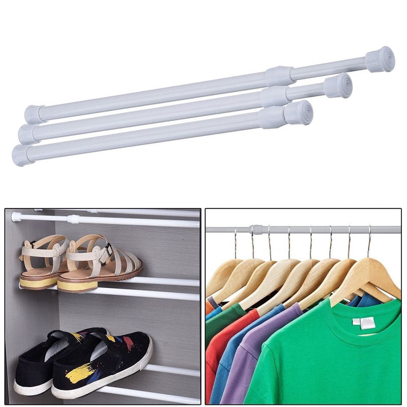 Adjustable Stainless Steel Spring Tension Rod Rail Hanger for Curtains Clothes 