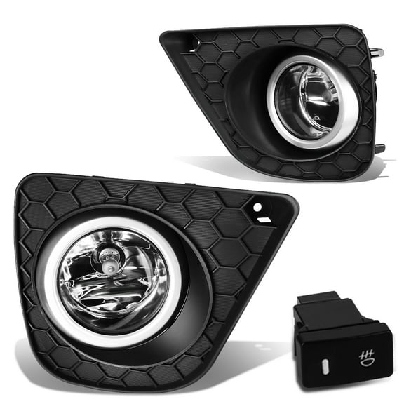 DNA Motoring FL-ZTL-193-CH For 2013 to 2015 Honda Accord Coupe Pair Front Bumper Driving Fog Light Lamp Bezel Switch Clear Lens 14