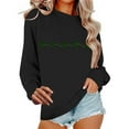 thumbnail image 2 of AuroraX Long Sleeve Long Sleeve Shirts for Women,Black Graphic Crewneck Loose Fit Womens Sweatshirts Shamrock Holiday Cotton St.Patrick's Day Pullover Top, 2 of 6