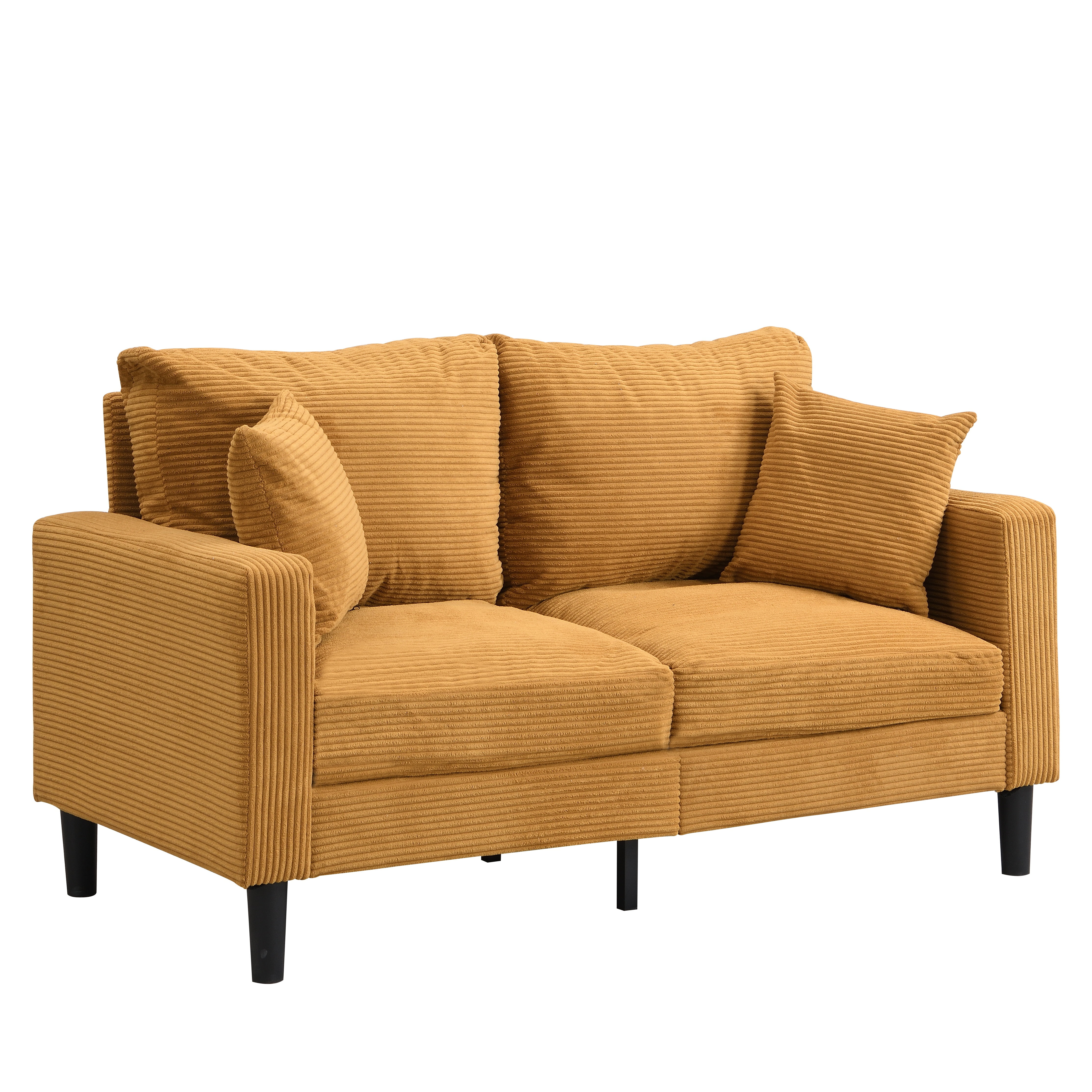 Aukfa Corduroy 2-Seater Loveseat Sofa, 57"W x 27.6"D, Small Space Friendy, Orange