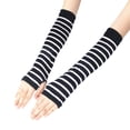 thumbnail image 3 of Resicozy Arm Warmers Fingerless Gloves for Women Cute Y2k Accessories Soft Lightweight Striped Gloves Black, 3 of 4