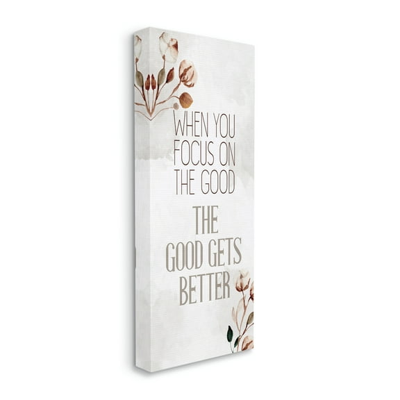 Stupell Industries Focus on the Good Phrase Soft Country Cotton Florals, 10 x 24, Designed by Kim Allen