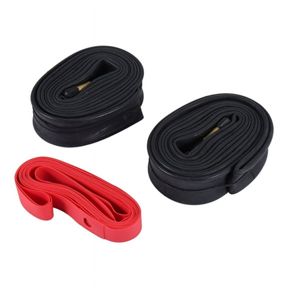 2Pack 700X35-43C Bike Inner Tube with 2 Rim Strip Schrader Valve Rubber Tire for 700C Road